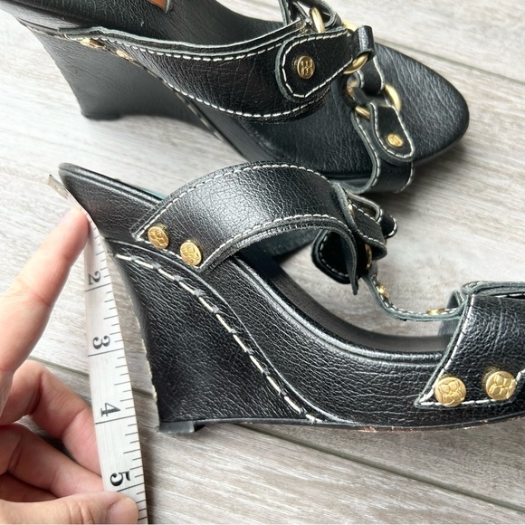 BCBGMAXAZRIA Ma-dara Black Buffalo Wedge Sandals  All Leather - Picture 12 of 16
